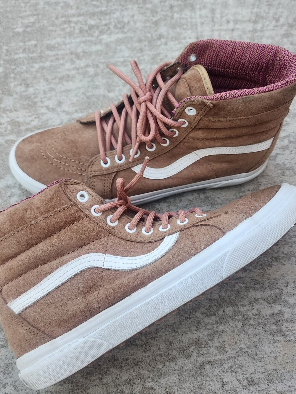 Vans Sk8-Hi MTE Toasted Coconut Tru Skater Sneakers, Brown Pink Men 9.5 Women 11